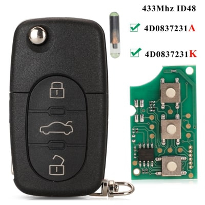 Ключ з дистанційним управлінням для Ауді A3, A4, A6, A8, 4D0837231A